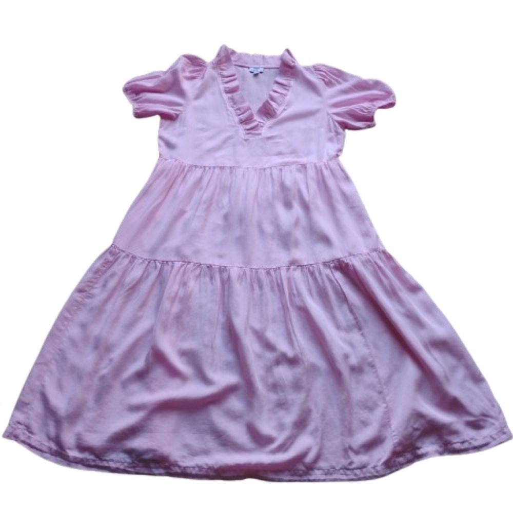 NEW Baby Pink Tiered Maxi Dress L Coquette Chic Girl Style - Picture 2 of 6